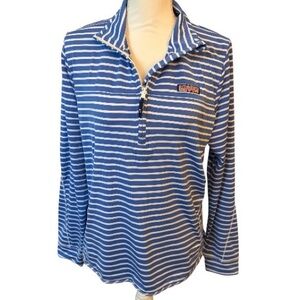 Vineyard Vines Striped Sankaty Shep Shirt 1/4 Zip Pullover Breaker Blue Sz Med